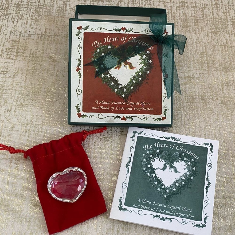 🎄THE HEART OF CHRISTMAS FACETED CRYSTAL HEART & BOOK OF LOVE & INSPIRATION
